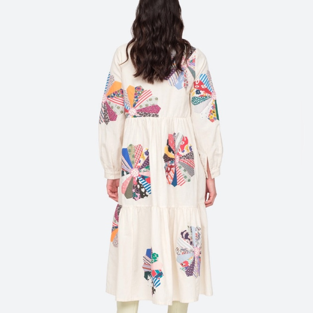 Sea NY Floral multicolor Patchwork Paloma shirt dress medium - Picture 4 of 13
